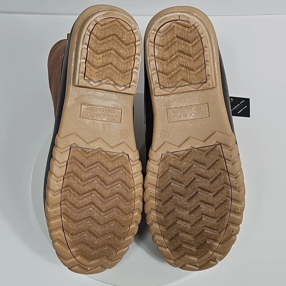 London Fog Tan and Dark Brown Waterproof Lace-Up Duck Boots